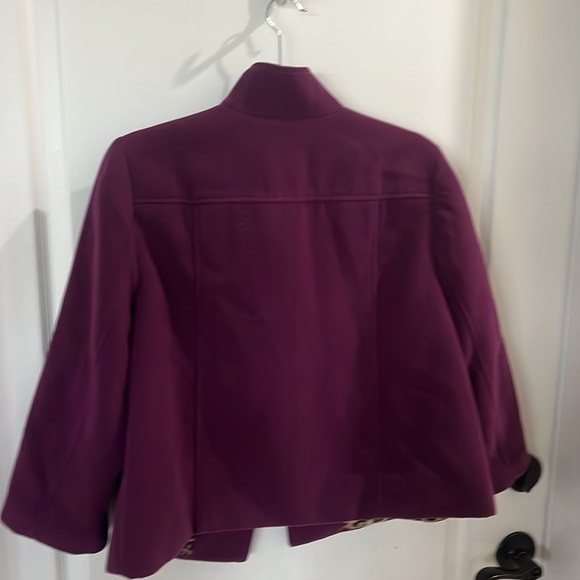EUC Chicos Size 1 Evening plum colored Jacket w/Leopard Cheetah Fully … - Picture 8 of 8